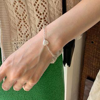 Heart Cham Bead Bracelet Ivory - One Size