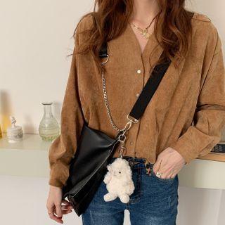 Faux Leather Crossbody Bag / Bag Charm / Set