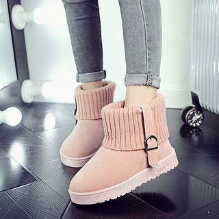 Buckle-detail Fleece-lining Ankle Boots