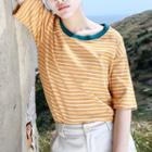 Striped Color-block Loose-fit T-shirt