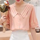 Short-sleeve Tie-string Back Blouse