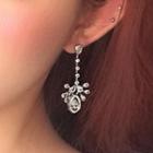 Rhinestone Dangle Earring 1 Pair - 0678a - Silver Needle Earring - Silver - One Size