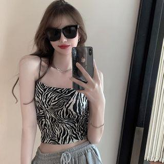 Zebra-print Camisole Top As Shown In Figure - One Size