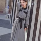 Tie Waist Long-sleeve Collared Dress