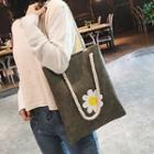 Faux-leather Flower-print Tote