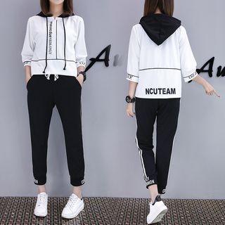Set: Lettering 3/4 Sleeve Hoodie + Sweatpants