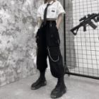 Short-sleeve Crop Shirt / Chained Cargo Baggy Pants