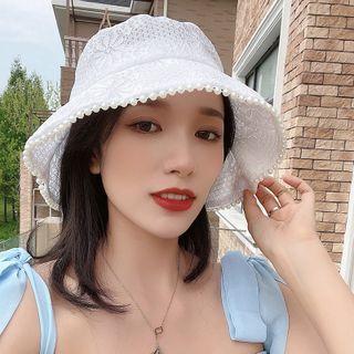 Lace Faux Pearl Bucket Hat