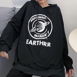 Long-sleeve Planet Printed Hoodie