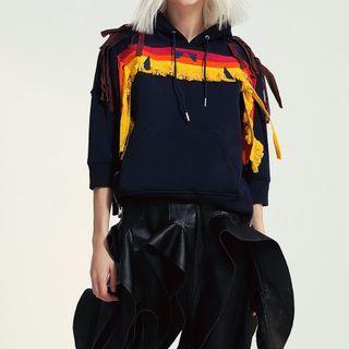 Color Block Panel Zip-side Hoodie