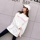 Lettering Embroidered Long Sweatshirt