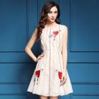 Heart Embroidered Sleeveless A-line Dress