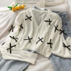 Cross-accents Light Knit Cardigan White - One Size