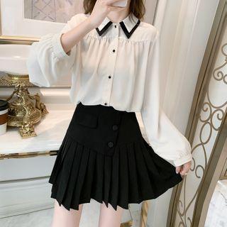 Long-sleeve Peter Pan Collar Chiffon Shirt