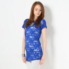 Short-sleeved Lace Tunic Blue - One Size