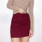Plain Buttoned Knit Skirt