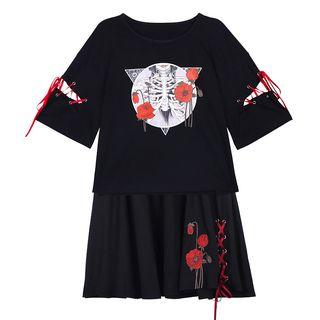 Touhou Project Short-sleeve Printed Top / Printed Skirt