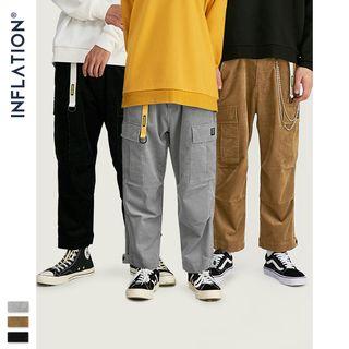 Couple Corduroy Straight-cut Cargo Pants