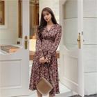 Floral Long Shirtwaist Dress Brown - One Size
