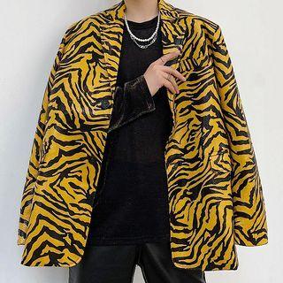 Lapel Zebra-print Oversize Blazer