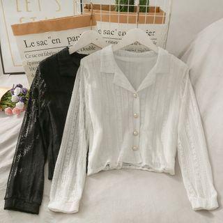 Cropped Loose-fit Lace Shirt