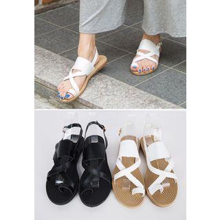 Cross-strap Toe-loop Sandals