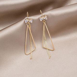 Rhinestone Bow Alloy Triangle Dangle Earring 1 Pair - E2802 - As Shown In Figure - One Size