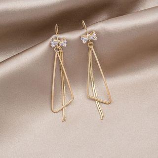 Rhinestone Bow Alloy Triangle Dangle Earring 1 Pair - E2802 - As Shown In Figure - One Size