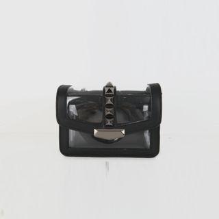 Stud Transparent Flap Shoulder Bag