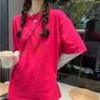 Long-sleeve Mock Two Piece T-shirt Dragon Fruit - One Size