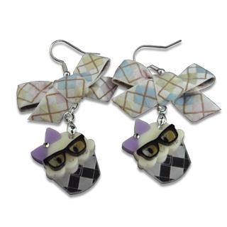 Ribbon Miss Preppy Cupcake Crystal Earrings