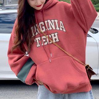 Print Embroidered Hooded Sweatshirt