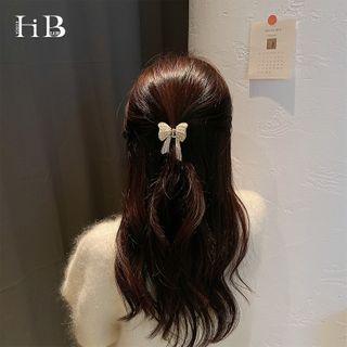 Bow Faux Pearl Hair Clip 1pc - Gold - One Size