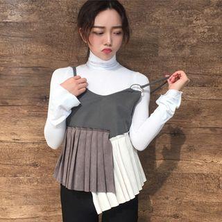 Color Block Pleated Camisole Top