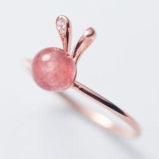 925 Sterling Silver Bead Rabbit Open Ring