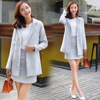 Set: Plain Coat + Mini Skirt