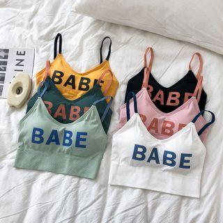 Spaghetti-strap Lettering Crop Top