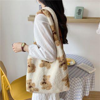 Bear Print Fleece Shopper Bag