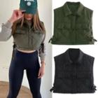 Collared Cropped Quilted Vest