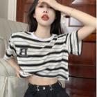 Short-sleeve Striped T-shirt Stiripe - Black & White - One Size