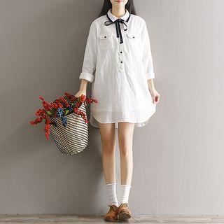 Contrast Trim Shirt Dress