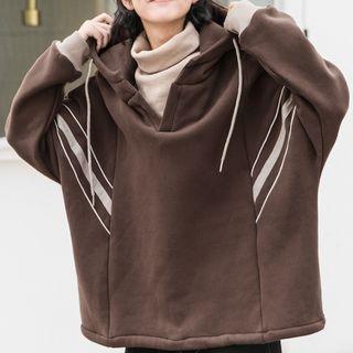 Mock Two-piece Long Sleeve Turtleneck Hoodie