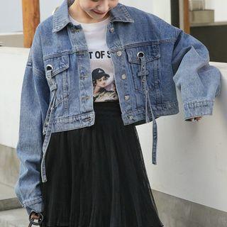 Strappy Cropped Denim Jacket
