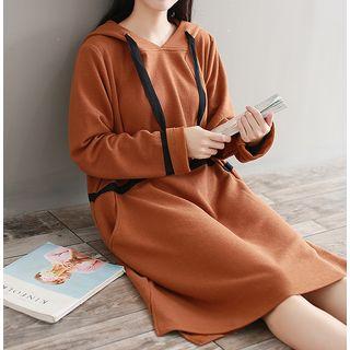 Contrast-trim Hoodie A-line Dress