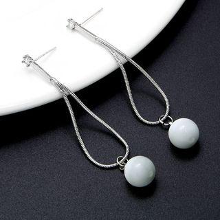 Cat Eye Stone Alloy Drop Earring 1 Pair - Ear Pin - Cat Ear - One Size