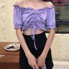Ruffle Trim Short-sleeve Top / Denim A-line Skirt