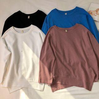 Asymmetric Crewneck Long-sleeve T-shirt
