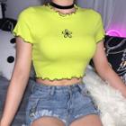 Short-sleeve Cropped Frill Trim T-shirt