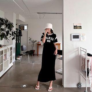 Ringer Letter Print Long T-shirtdress