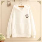 Pocket-front Embroidered Fleece-lined Hoodie